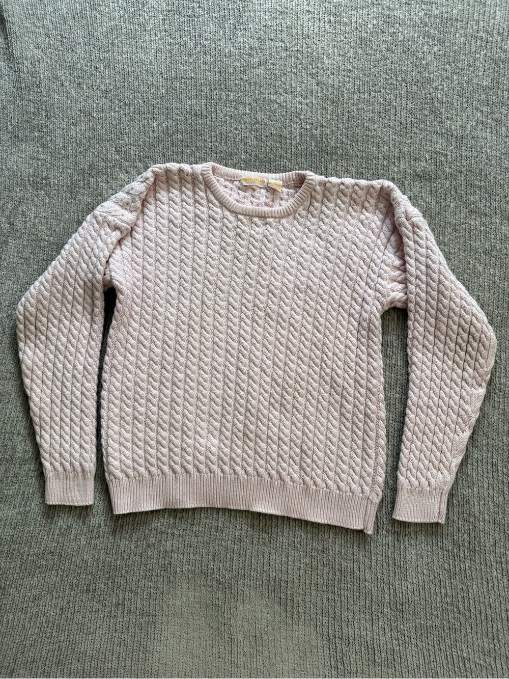 Brooks Brothers Pink Cable Knit Sweater Size Large Cotton Crewneck Classic